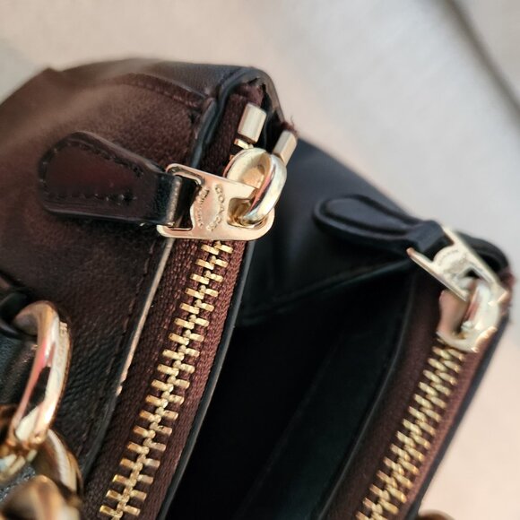 Coach Christie Carryall Signature Dark Brown Shoulder Bag Satchel Purse - Picture 8 of 9